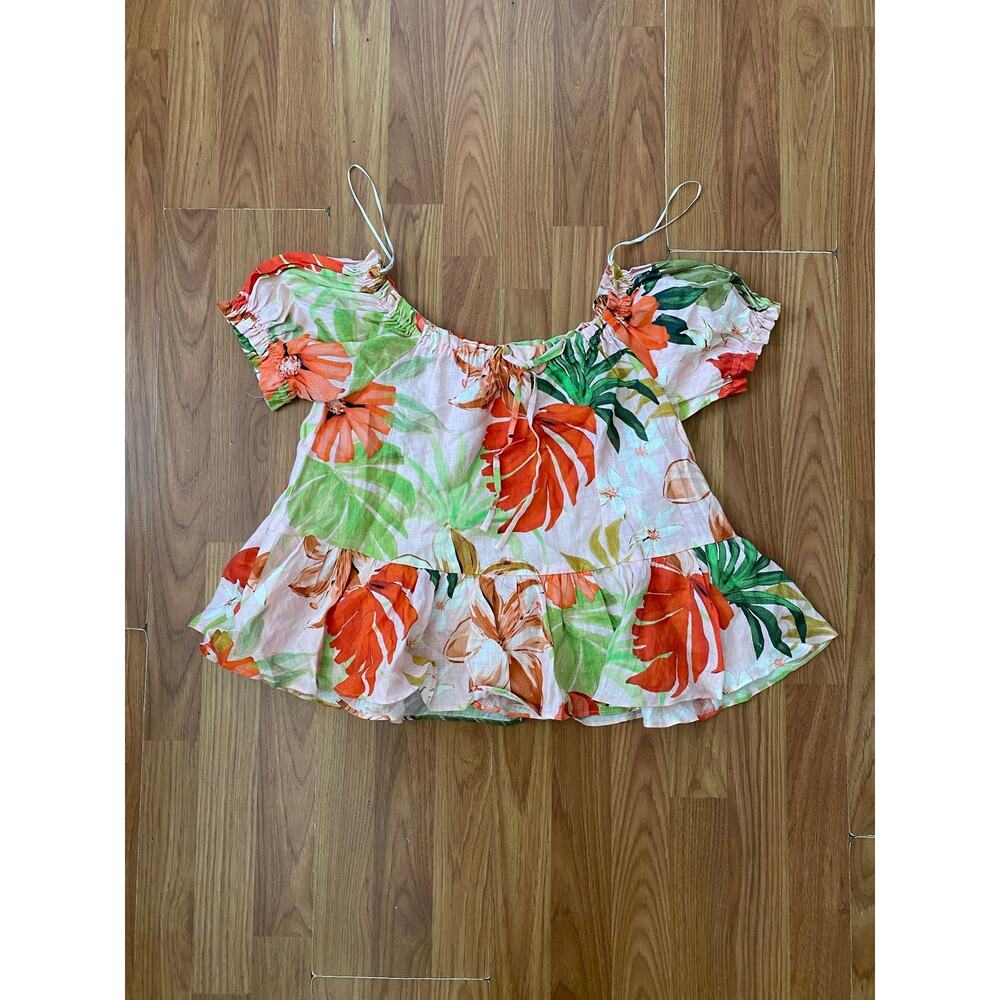 Zara Floral Off Shoulder Peplum Top XS - Picture 3 of 4